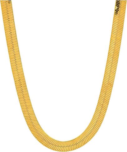 LIFETIME JEWELRY 5mm Flexible Herringbone Chain Necklace 24k Real Gold Plated in Kuwait