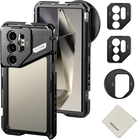 NEEWER S25 Ultra Phone Cage, Mobile Video Rig Phone Stabilizer with 67mm Filter Adapter, 17mm Lens Backplate, T Mount Lens Adapter, Compatible with Samsung Galaxy Moment T Series Lenses, PA082 in Kuwait
