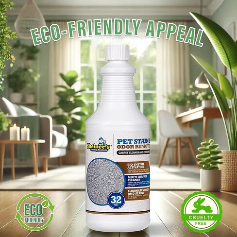 Pet Stain Remover and Pet Odor Eliminator for Home, Carpet Cleaner Solution, Advanced Bio-Enzyme Cleaner, Non Toxic & Child Safe, 32oz - Sheiner’s in Kuwait