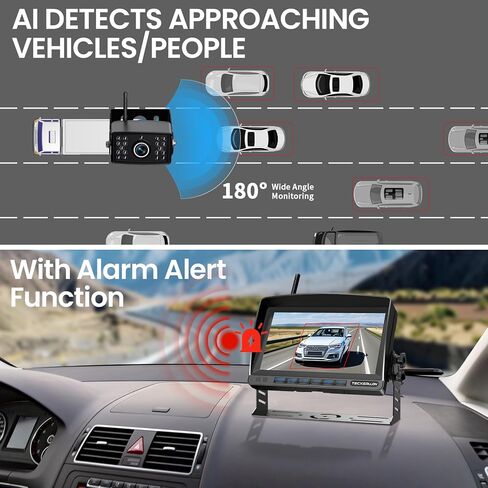 RV Backup Camera, Vehicle Backup Camera with AI Detection, 1080P Backup Cameras, 7'' Waterproof Wireless Backup Camera with DVR Recording & Night Vision for Car, Van, SUV, Truck, Trailer in Kuwait