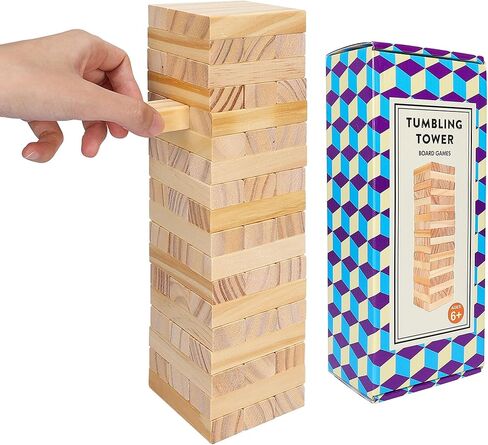 Wooden Blocks Stacking Tumbling Tower Game for Kids Adults Family 54 pcs Classic Block Stacking Board Games for Indoor Outdoor Night Toy Games in Kuwait