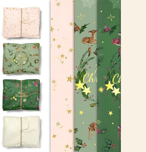 NICROHOME EUR 24 Sheets Sage Green Tissue Paper, Pink Small Gifts Floral Tissue Wrapping Paper for Christmas Crafts, Flower Bouquet Wrap, Wedding, Bridal Shower Gifts Bags (15 X 20 Inch) in Saudi Arabia