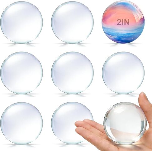 Spiso Clean Glass Cabochons 2inch - مقابض مستديرة مسطحة لتصنيع المجوهرات المصنوعة DIY (50 مم ، 8 عبوات) in Kuwait