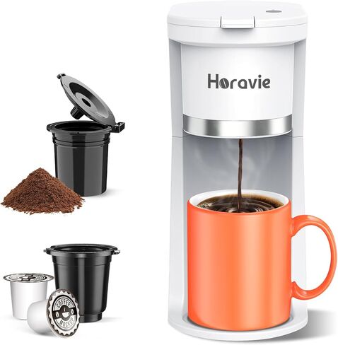 خدمة صانع القهوة الصغيرة ، و Fast Brew One Cup Coffee Machine لكوب K والأراضي ، من 6 إلى 12 أونصة. أحجام المشروب ، آلة القهوة كبسولة مع تذكير التذكير وخزان المشاهدة ، أبيض in Kuwait