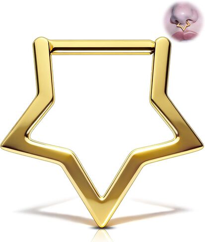 Melighting 14G Star Septum Jewelry Titanium G23 Septum Ring Star Septum Clicker 8 mm Helix Piercing Jewelry Helix Earring for Women in Kuwait