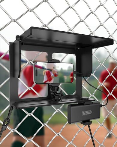 Stouchi Phone Fence Mount with Adjustable Shade, Fence Mount with Power Bank Clip for iPhone, Samsung, GoPro, Mevo Start and Other Action Cameras, Game Changer Mounting Kit for Baseball, Tennis in Kuwait