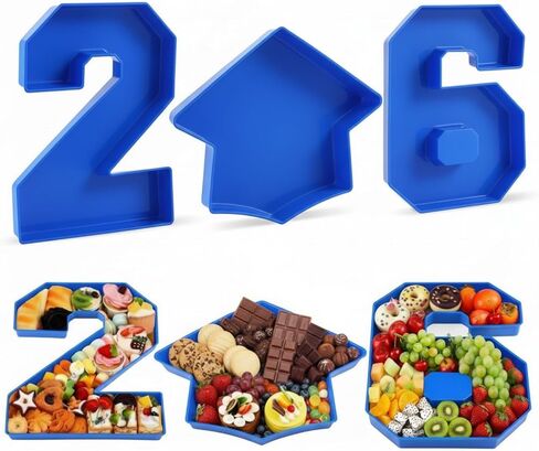 3 PCS 13.7 "خطاب تعبئة التخرج ، صواني رقم بلاستيكية للطعام 2025،2025 رقم charcuterie ، خطاب تعبئة خريجي لفئة 2025 تهانينا لوازم الحزب (الوردي الفاتح) in Saudi Arabia