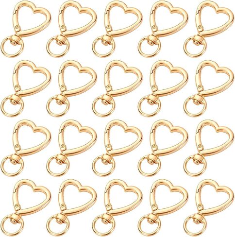 Metal Heart Shape Keychain, 20pcs Sliver Heart Carabiner Clips for Keys, Snap Hook Keychain Clip for Wristlets, Card Holders and Picture Keychains in Saudi Arabia