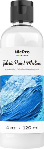 Nicpro Professional Effects Fabric Medium, 8.45oz Bottle Fabric Painting Acrylic Fluid Medium, Improves Acrylic Paint Adhesion to Fabrics, Textiles for Fabrics DIY Clothing, T-shirts, Shoes Jeans Bags in Kuwait