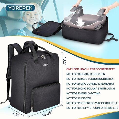 حقيبة سفر على مقعد سيارة Yorepek عارية الظهر حقيبة ظهر للطائرة ، وغطاء مقعد السيارة القابل للطي مع حزام lauggage ، حقيبة عربة صغيرة لنوبات الطائرة لـ GB Pockit (All Black) in Kuwait