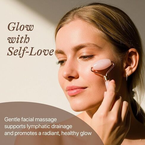 Rose Quartz Face Roller - Relaxation Gifts for Women, Skin Care Tools for Fine Lines and Wrinkles, Teenage Girl Gifts, Beauty Gift Ideas, Face Massager Tools, Facial Tools, Self Care Gifts for Women in Kuwait