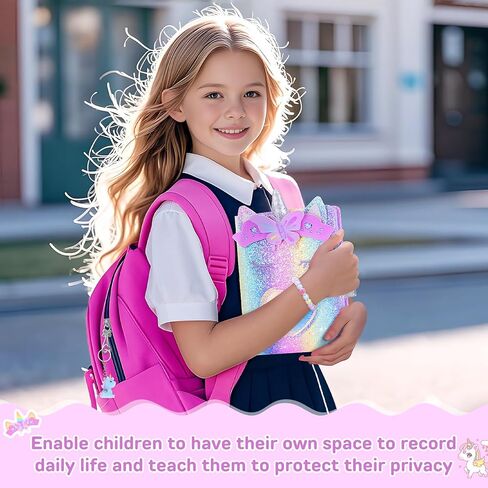 homicozy Unicorn Diary with Lock,Gift for 6 7 8 Year Old Girl,Glitter Seceret Journal for Kids with 160 Pages,Shiny Notebook for Writing and Drawing,Cute Stationery Back to School Gift in Kuwait