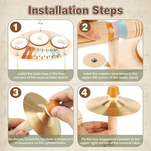 Drum Set Toys for 1 Year Old Boy Girls Gifts, Musical Instruments for Toddlers 1-3, Wooden Montessori Toys for Babies 12-18 Months with Xylophone, Christmas Birthday Gifts for Toddler Age 1-2 in Kuwait