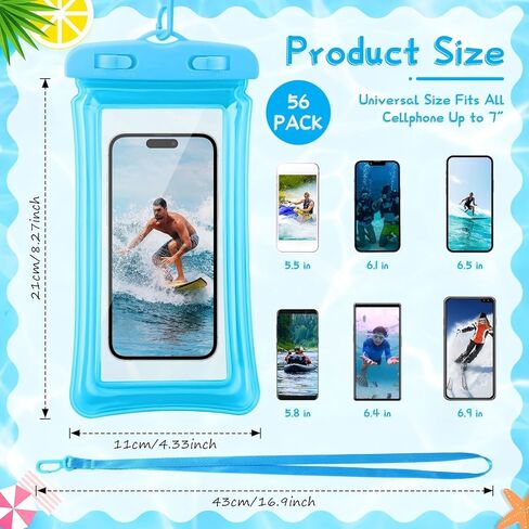 56 Pack Waterproof Phone Pouch Clear Cellphone Case Bulk Universal Phone Dry Bag with Lanyard Waterproof Underwater Case Holder for Water Games Protect Cruise Ship Essentials, up to 6.9 Inch in Kuwait