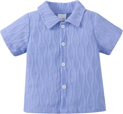 Baby Boy Clothes Toddler Boys Button Down Shirts Short Sleeve Dress T-Shirt Toddler Tops Summer Outfits in Kuwait