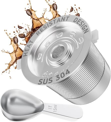 NESSUS Cupable K Cup for Keurig 1.0 ، أكواب K القابلة لإعادة ملء الفولاذ المقاوم للصدأ ل Keurig و Metal Keag Coffee Pods لـ Keurig مع مقابض مقاومة للحرارة ومغرفة القهوة ، فلاتر K كوب ، لا BPA ، 2 عبوة in Kuwait