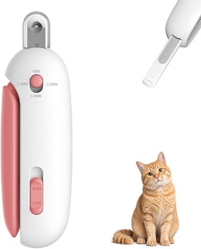 Pett Nail Clipper for Cats - Gentle Round-Hole Trimmer with Dust Storage | Adjustable Size & Hidden Nail File | Pet Grooming Tool for Safe & Loving Care (Blue) in Kuwait