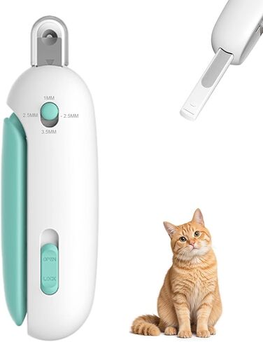 Pett Nail Clipper for Cats - Gentle Round-Hole Trimmer with Dust Storage | Adjustable Size & Hidden Nail File | Pet Grooming Tool for Safe & Loving Care (Blue) in Kuwait