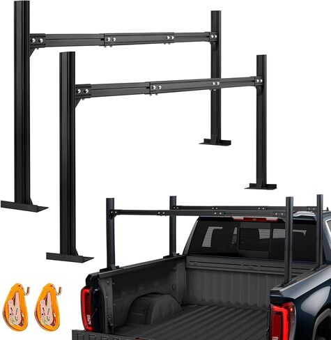 Universal Truck Ladder Rack with Side Rails,Adjustable Length & Height&Width,1000lbs Capacity Heavy Duty Aluminum Back Racks for Trucks in Kuwait