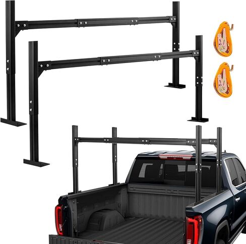 Universal Truck Ladder Rack with Side Rails,Adjustable Length & Height&Width,1000lbs Capacity Heavy Duty Aluminum Back Racks for Trucks in Kuwait