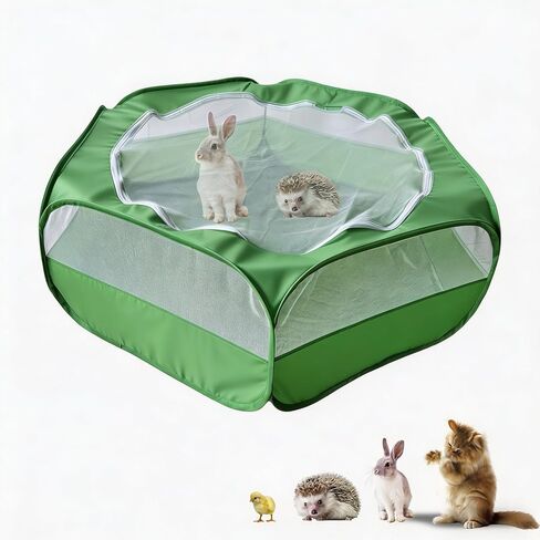 Playpen صغير للحيوان مع غطاء شبكية سحاب - صندوق الحضنة الدجاج القابل للطي المحمول ، العلبة الخارجية الداخلية لخنازير غينيا ، الأرنب ، الأرانب ، القوارض ، Chinchillas ، القطط (أسود) in Kuwait