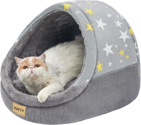 Jiupety Cute Cat Beds for Indoor Cats, Cave Bed for Kittens, Hideaway Cat House & Tent with Anti-Slip Bottom, Washable Removable Cushion, M(16"x16"x13"), Green in Kuwait
