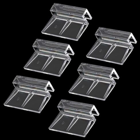 Sliverdew 6 PCS مقاطع غطاء حوض السمك ، 6 مم صافٍ صافٍ لغطاء أسماك الأسماك الغطاء المسمار المسمار الدعم لدعم المشابك لأعلى الزجاج بدون حوض ، غطاء خزان السمك البلاستيكي ، أغطية حوض السمك - للسماكة 8 ملم in Kuwait