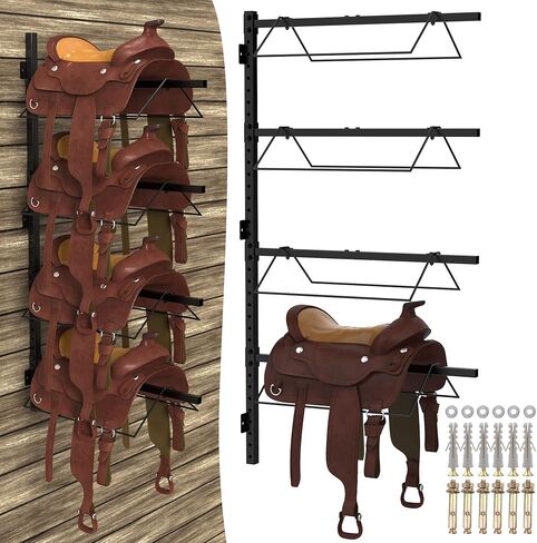 4 Tier Saddle Rack Wall Mount, Horse Saddle Rack for English & Western Saddles, Tack Storage, Pad, Accessories etc for Horses in Kuwait