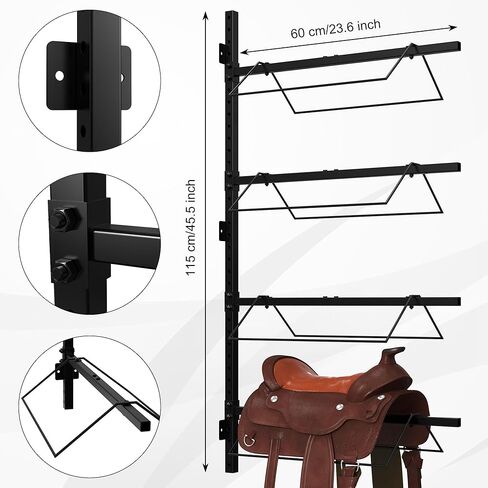 4 Tier Saddle Rack Wall Mount, Horse Saddle Rack for English & Western Saddles, Tack Storage, Pad, Accessories etc for Horses in Kuwait