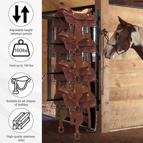4 Tier Saddle Rack Wall Mount, Horse Saddle Rack for English & Western Saddles, Tack Storage, Pad, Accessories etc for Horses in Kuwait