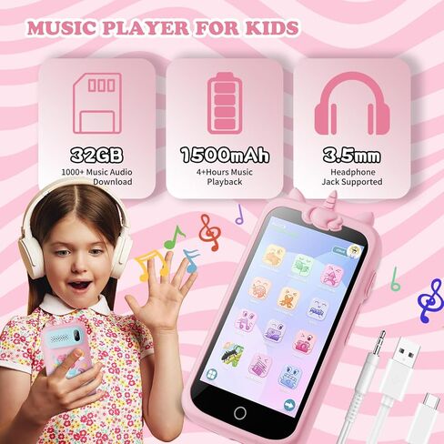 Kids Toys Phone, 3.97" Touchscreen Mini Phones for Kids, Learning Phone Puzzle Games for Kid, 1500mA Toys Cell Phone, 8GB Card Purple in Kuwait