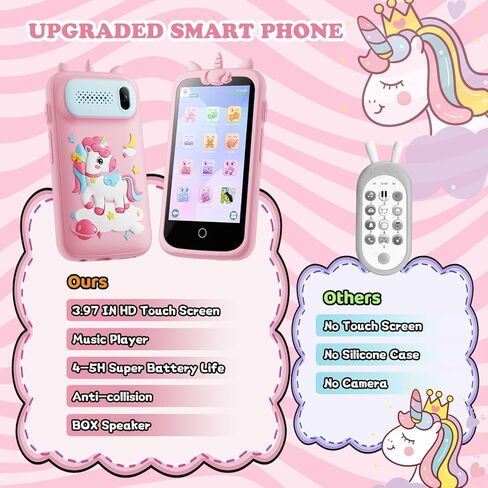 Kids Toys Phone, 3.97" Touchscreen Mini Phones for Kids, Learning Phone Puzzle Games for Kid, 1500mA Toys Cell Phone, 8GB Card Purple in Kuwait