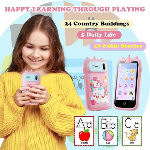 Kids Toys Phone, 3.97" Touchscreen Mini Phones for Kids, Learning Phone Puzzle Games for Kid, 1500mA Toys Cell Phone, 8GB Card Purple in Kuwait
