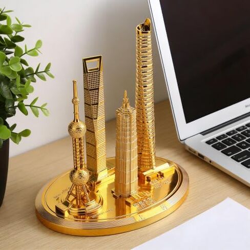 HEEPDD Famous Architecture Model, Oriental Pearl Tower Global Financial Center Model Shanghai Building Collection Landmark Building Architecture Model Office Home Decor Souvenir (3) in Saudi Arabia