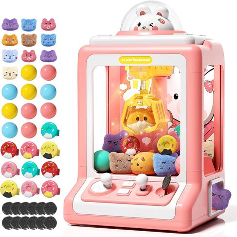 Claw Machine for Kids, Mini Vending Machine with Game Coins & Music, Prize Dispenser Toys for Girls and Boys, Electronic Claw Game Machine for Party Birthdays, Includes 30 Mini Toys in Kuwait