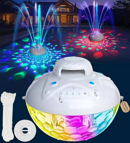 KingSom 3 in 1 Bluetooth Pool Speaker with Pool Fountain Light, 10000mAh Floating Pool Speaker, IP68 Waterproof Hot Tub Speakers, Loud Sound, BT5.4,24H Playtime Rechargeable pool Water Fountain, White in Kuwait
