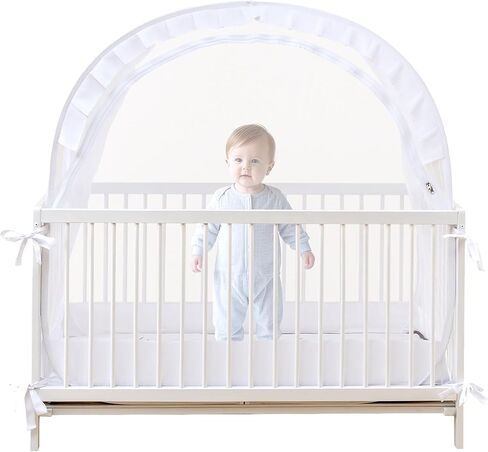 Lazyzzz Pop-Up Baby Crib Tent with Double Zipper Lock, 55.2"x27.6"x51.6" Breathable Mesh Canopy Net to Avoid Climbing Out - Portable, Easy Install for Safe Sleep (Grey) in Kuwait