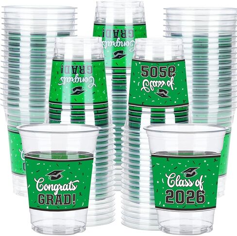 100 Pcs 12oz Graduation Cups Class of 2025 Disposable Graduation Plastic Cups, 2025 Grad Party Cups for Congrats Grad, Class of 2025 Celebration Party Supplies Tableware in Kuwait