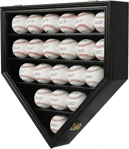 DisplayGifts Baseball Display Case Baseball Holders for Balls Display with 21 Slots Wall Display Box 96% Clear Antifade UV Protection with Gold Locks for Homerun and Collector Autograph Balls in Kuwait