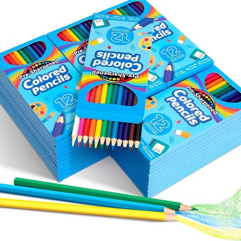 Jumlys 432 Count Colored Pencils Bulk, 36 Packs Pre-sharpened Coloring Pencils for Kids in 12 Colors, Bulk School Supplies for Teachers, Ideal Back to School Supplies & Classroom Prizes in Kuwait