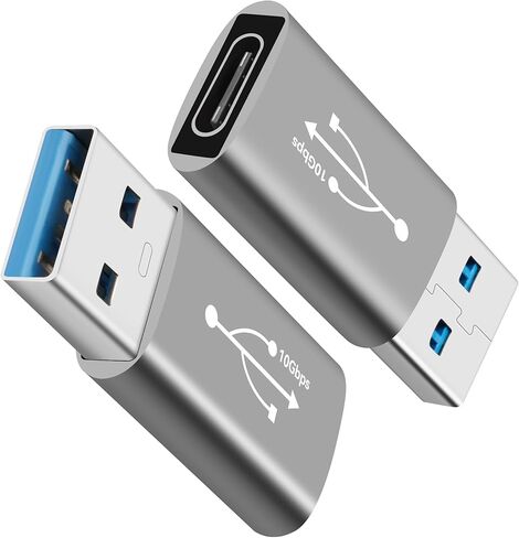 USB to USB C Adapter 2Pack,10Gbps Double Sided Data Transfer, Type-C (Female) to USB Type-A (Female) Convert Connector, Bi-Directional High Speed USB Extension Adapter Support Charge & Data Sync in Kuwait