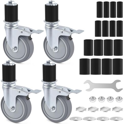 ERKOON 4 Pack Heavy Duty Gate Caster Mute Wheel, Prep Table Caster Wheels Set with Spring Loaded Bracket, Suitable for 7/8 "1" 1-5/8 "1-1/2" Table Leg Sizes (3inch) in Kuwait