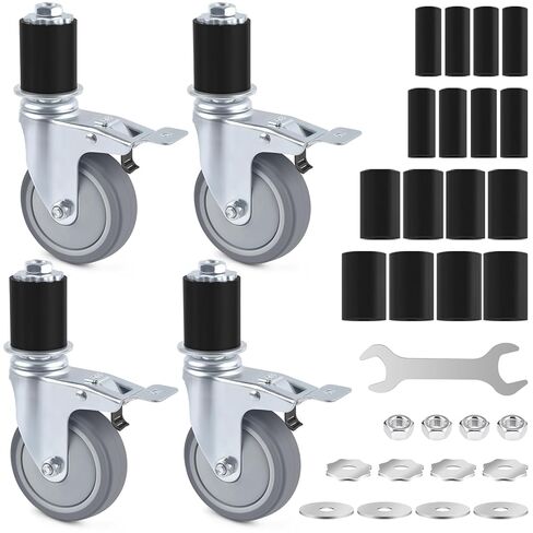 ERKOON 4 Pack Heavy Duty Gate Caster Mute Wheel, Prep Table Caster Wheels Set with Spring Loaded Bracket, Suitable for 7/8 "1" 1-5/8 "1-1/2" Table Leg Sizes (3inch) in Kuwait