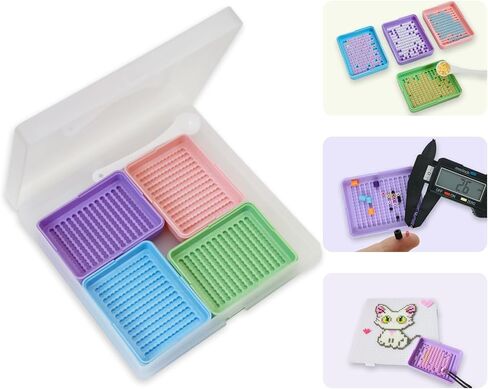 2.6mm Fuse Beads Picking Tray Kit, Efficient Line-Up Tools, User-Friendly Melty Beads Accessories with 4 Sorting Trays,1 Storage Box,1 Spoon for DIY Arts and Crafts Enthusiasts in Kuwait