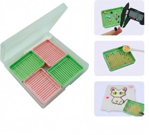 2.6mm Fuse Beads Picking Tray Kit, Efficient Line-Up Tools, User-Friendly Melty Beads Accessories with 4 Sorting Trays,1 Storage Box,1 Spoon for DIY Arts and Crafts Enthusiasts in Kuwait