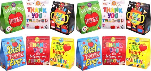 Teacher Appreciation Gift Bags 18 Pcs Thank You Teachers Goody Bags Party Favor Paper Bright Colorful in Saudi Arabia