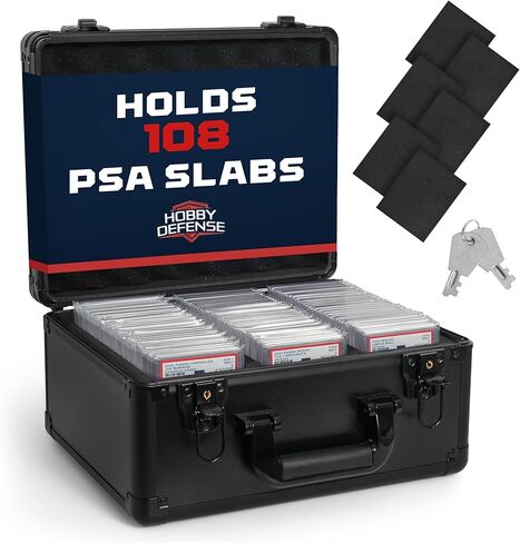 Graded Card Case, 3 Row with Key Lock, PSA Slab Case for Graded Cards, Trading Storage Box- Black in Kuwait