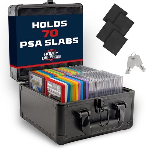 Graded Card Case, 3 Row with Key Lock, PSA Slab Case for Graded Cards, Trading Storage Box- Black in Kuwait