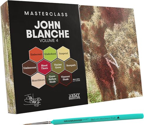 The Army Painter, Masterclass John Blanche Volume 1 Paint Set, 6 x Warpaints Fanatic Paints, 1 unique Speedpaint, 2 Washes, 1 Metallic, 1 Art Print & 1 Brush - Model Paint for Miniature Wargaming in Saudi Arabia