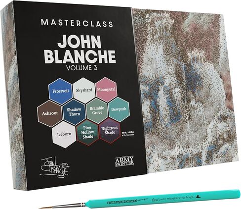 The Army Painter, Masterclass John Blanche Volume 1 Paint Set, 6 x Warpaints Fanatic Paints, 1 unique Speedpaint, 2 Washes, 1 Metallic, 1 Art Print & 1 Brush - Model Paint for Miniature Wargaming in Saudi Arabia